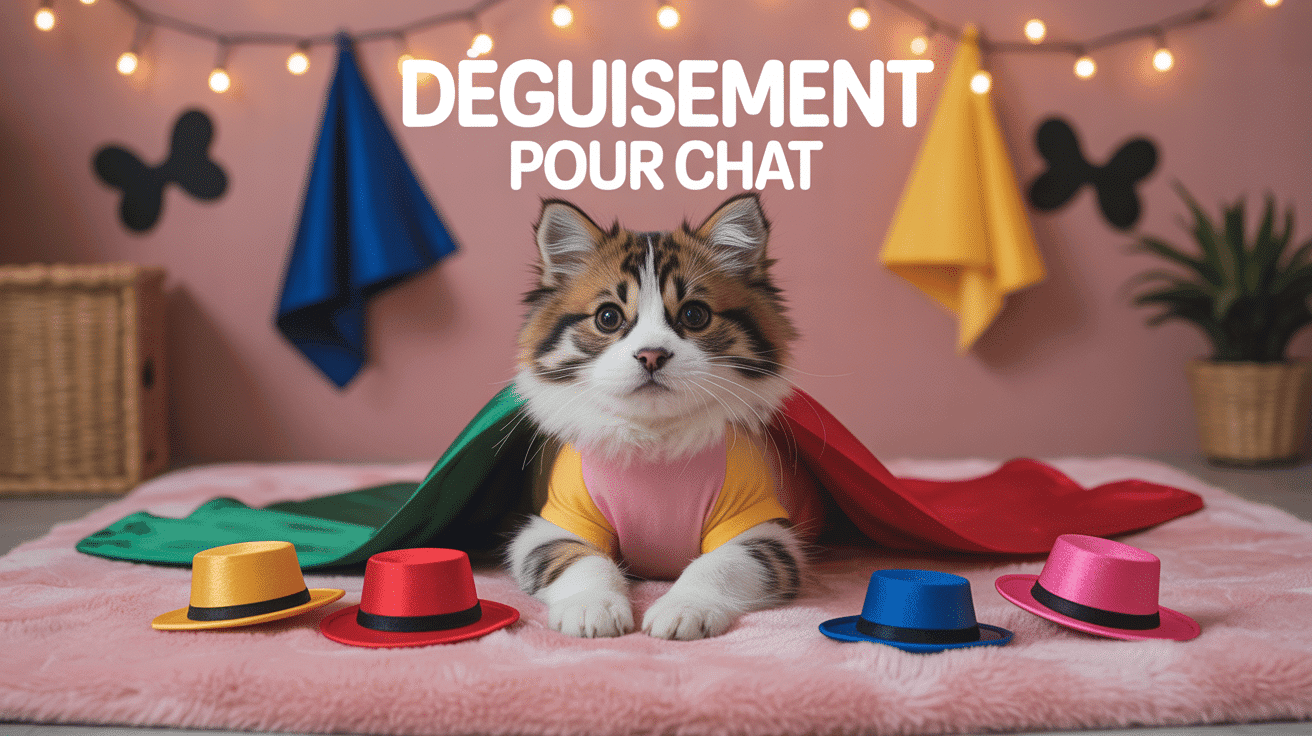 Chat en costume coloré avec accessoires