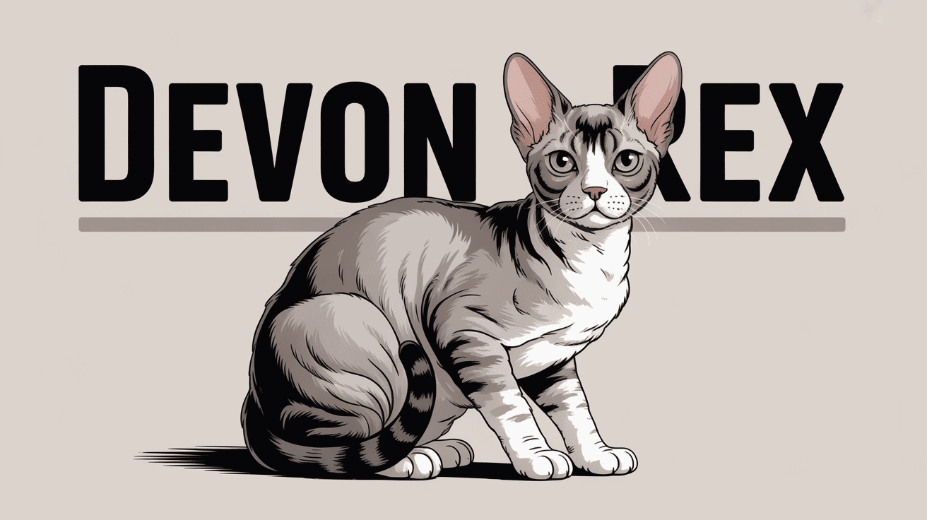 Devon Rex gris et blanc aux grandes oreilles