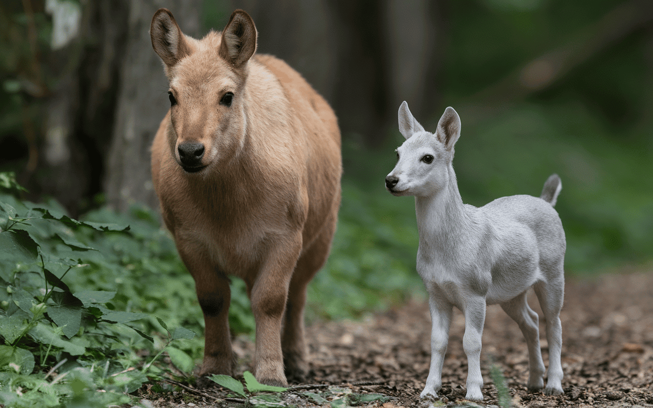 Comparaison biche chevrette forêt