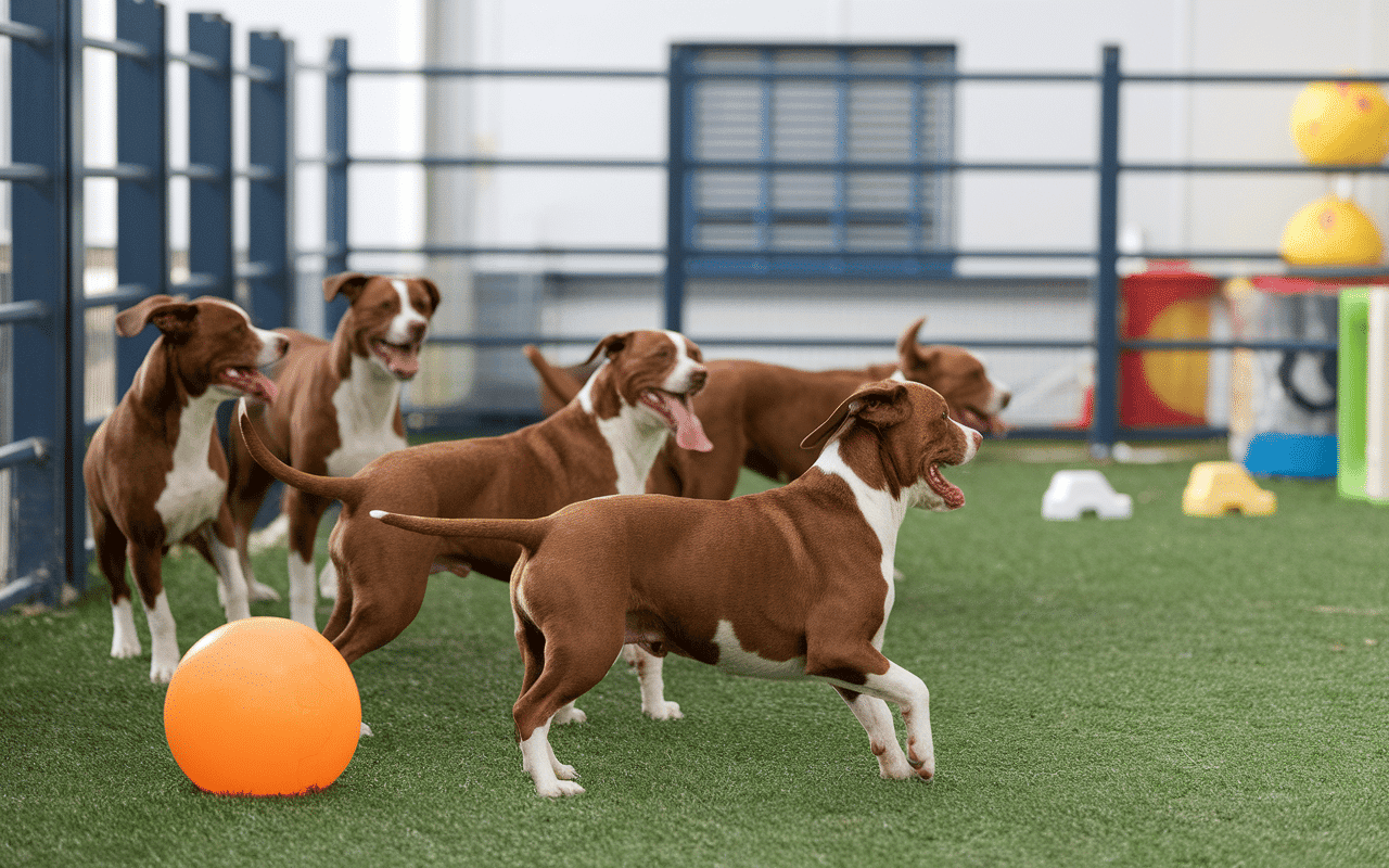 Chiots berger australien dans un enclos spacieux