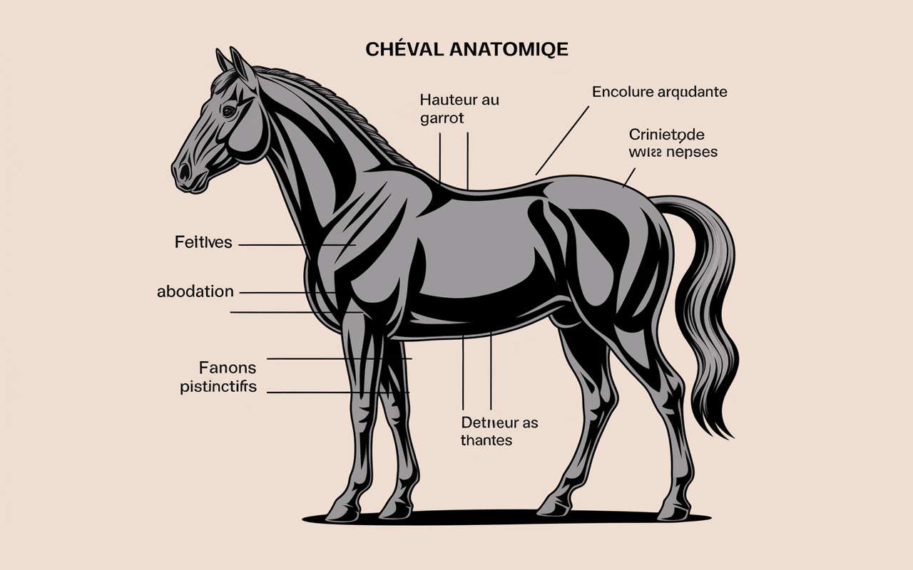 Diagramme anatomique cheval frison