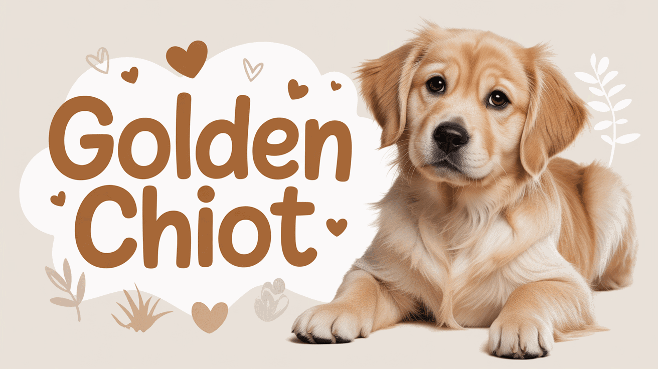 Adorable golden chiot avec texte d'amour
