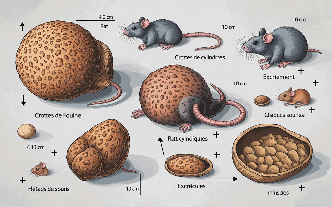 Différents excréments d'animaux comparés