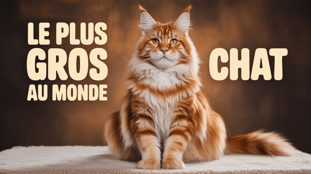 Énorme chat Maine Coon roux et blanc