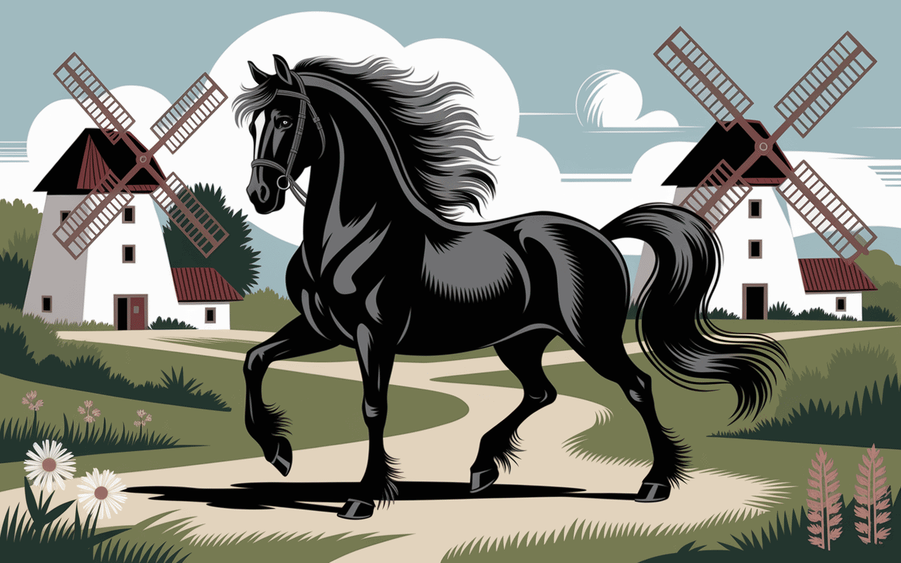 Frison noir élégant paysage de campagne