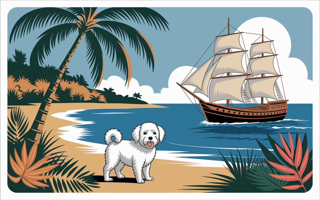 Île tropicale et Coton de Tuléar