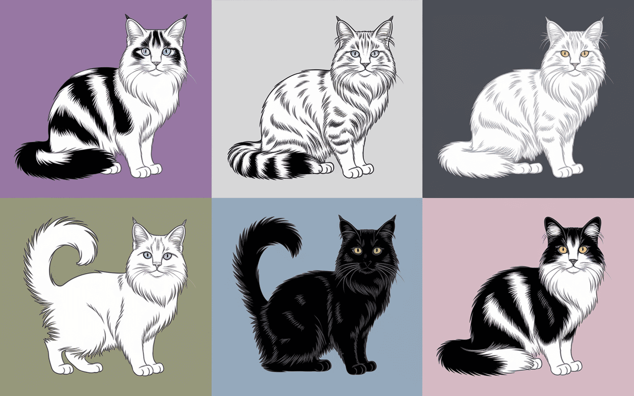 Silhouettes de races de chats à long poil