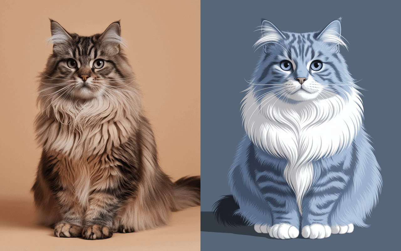 Portraits de chats à poil long