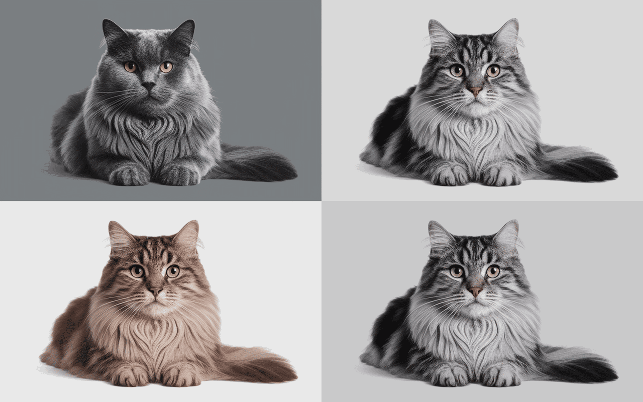 Différentes races de chats gris tigrés