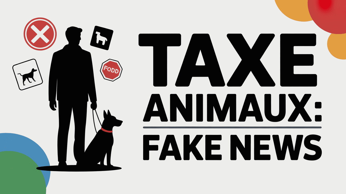 Silhouette avec chien et symboles fake news