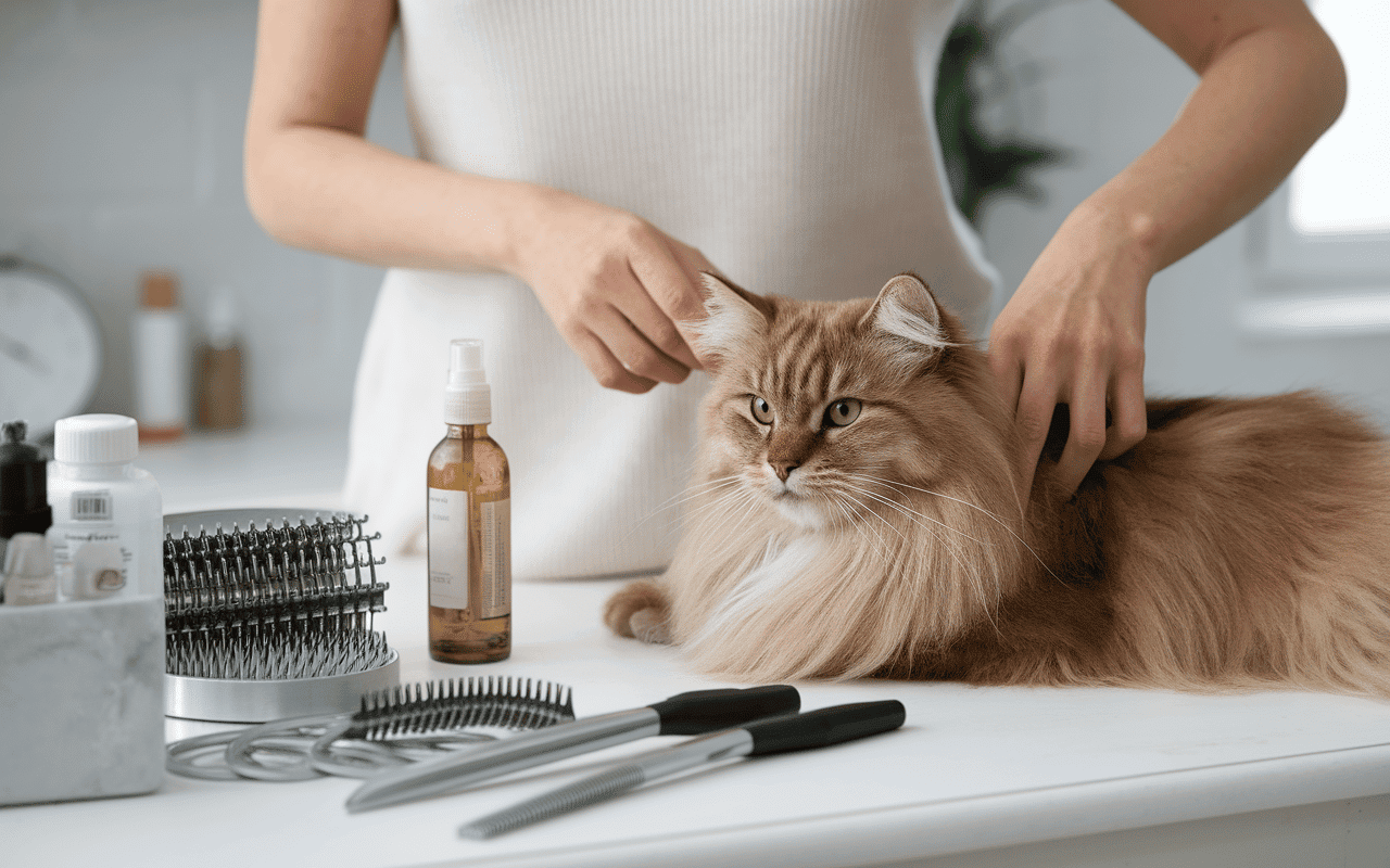 Outils de toilettage pour chat à poil long
