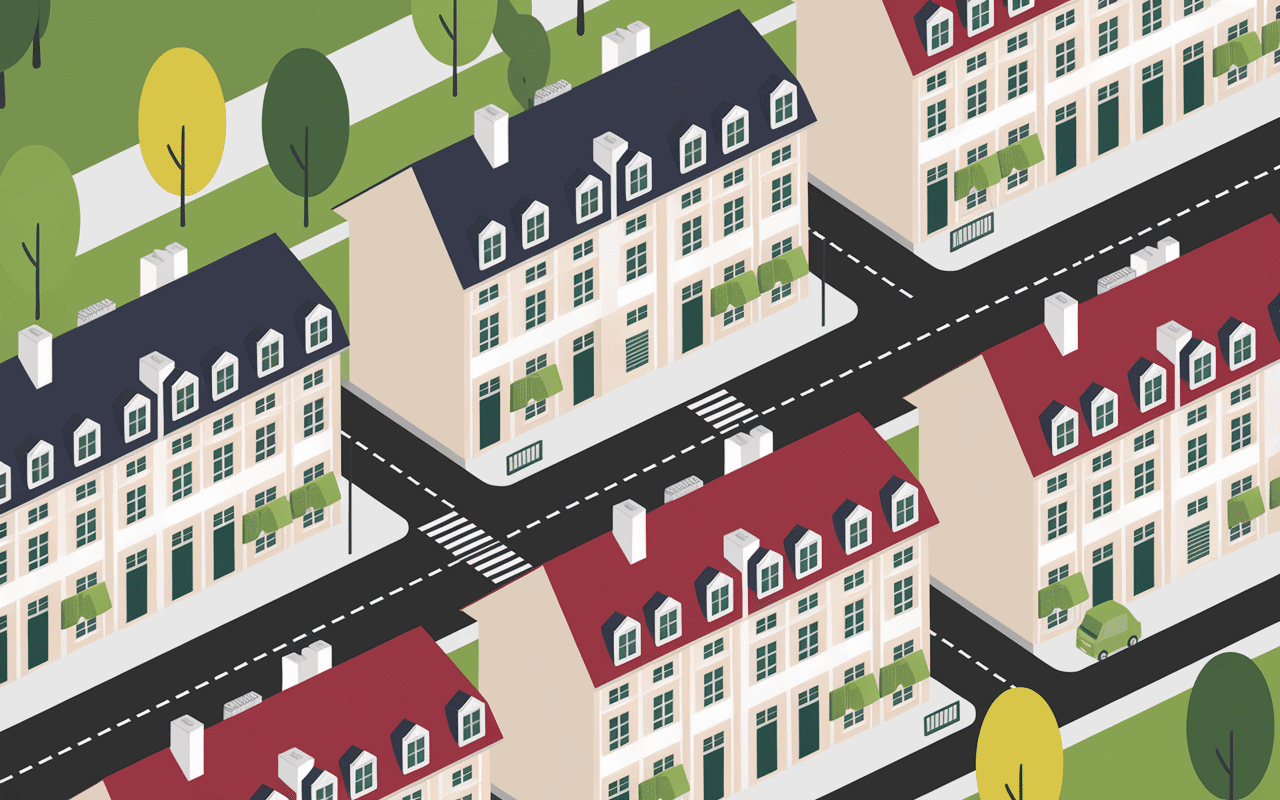 Vue aérienne stylisée des cliniques vétérinaires à Béthune