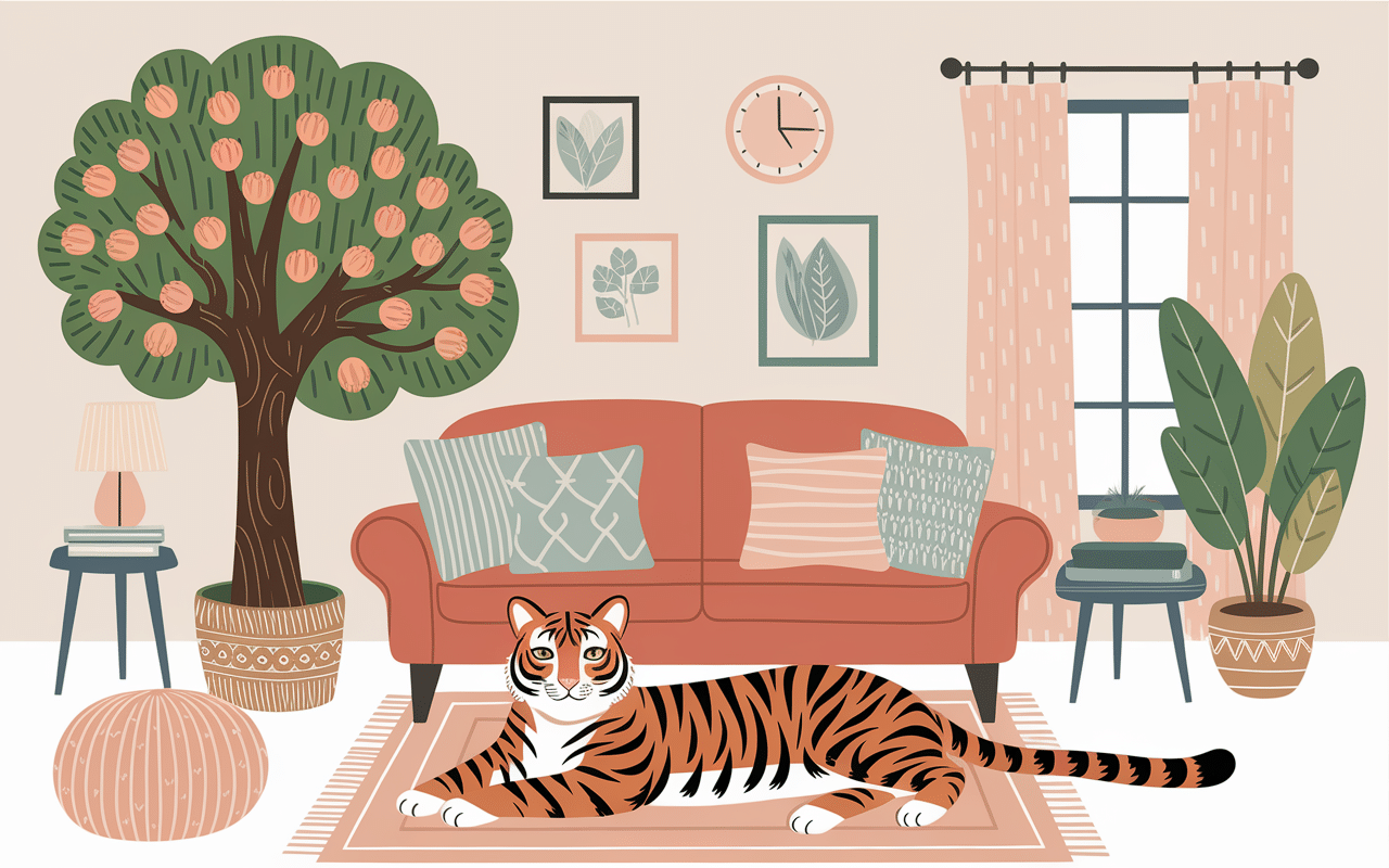 Salon adapté pour grand chat tigré