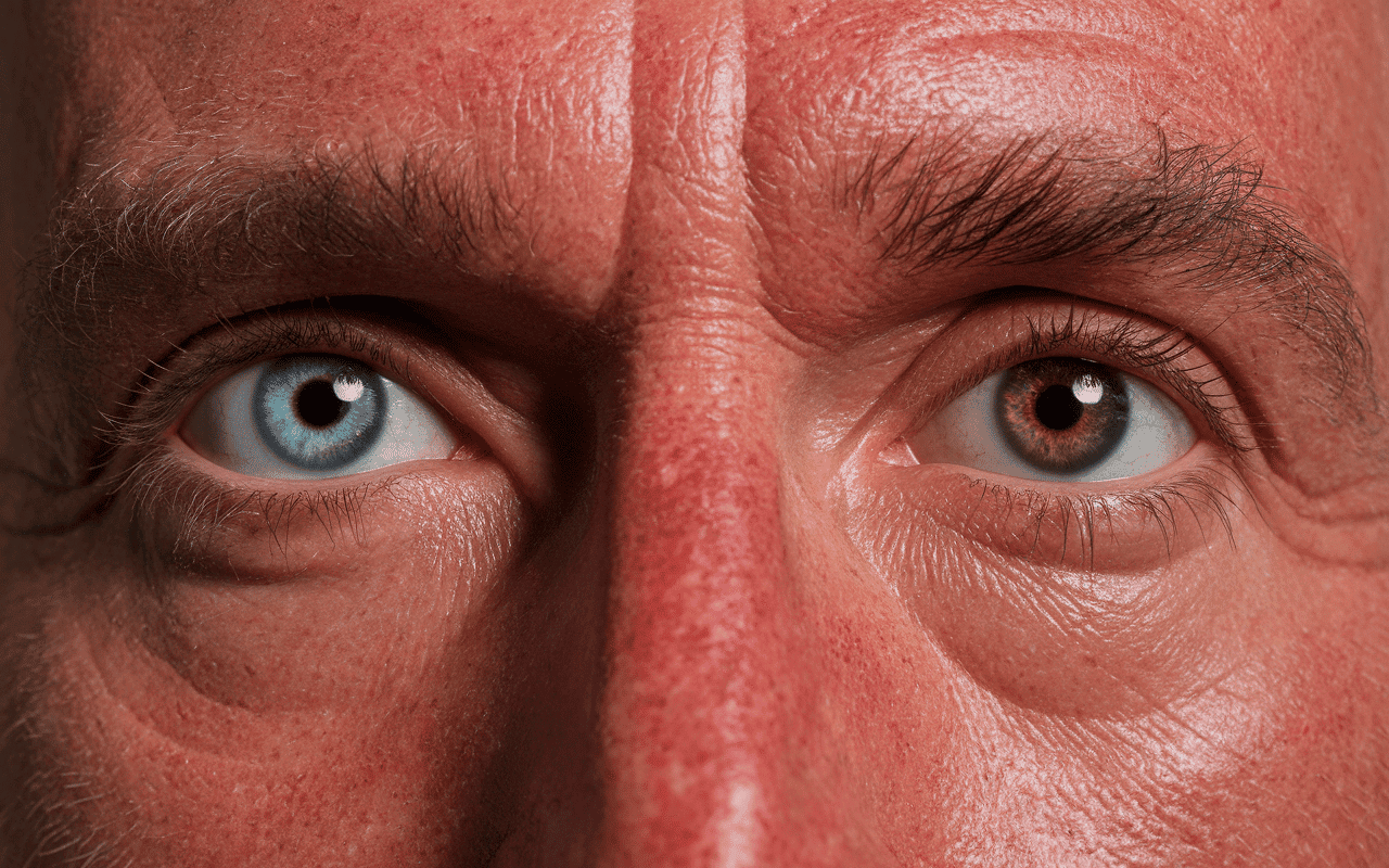 Yeux bleu et ambre berger australien rouge merle