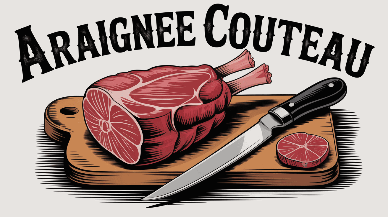 pièce araignée couteau boucherie illustration SEO