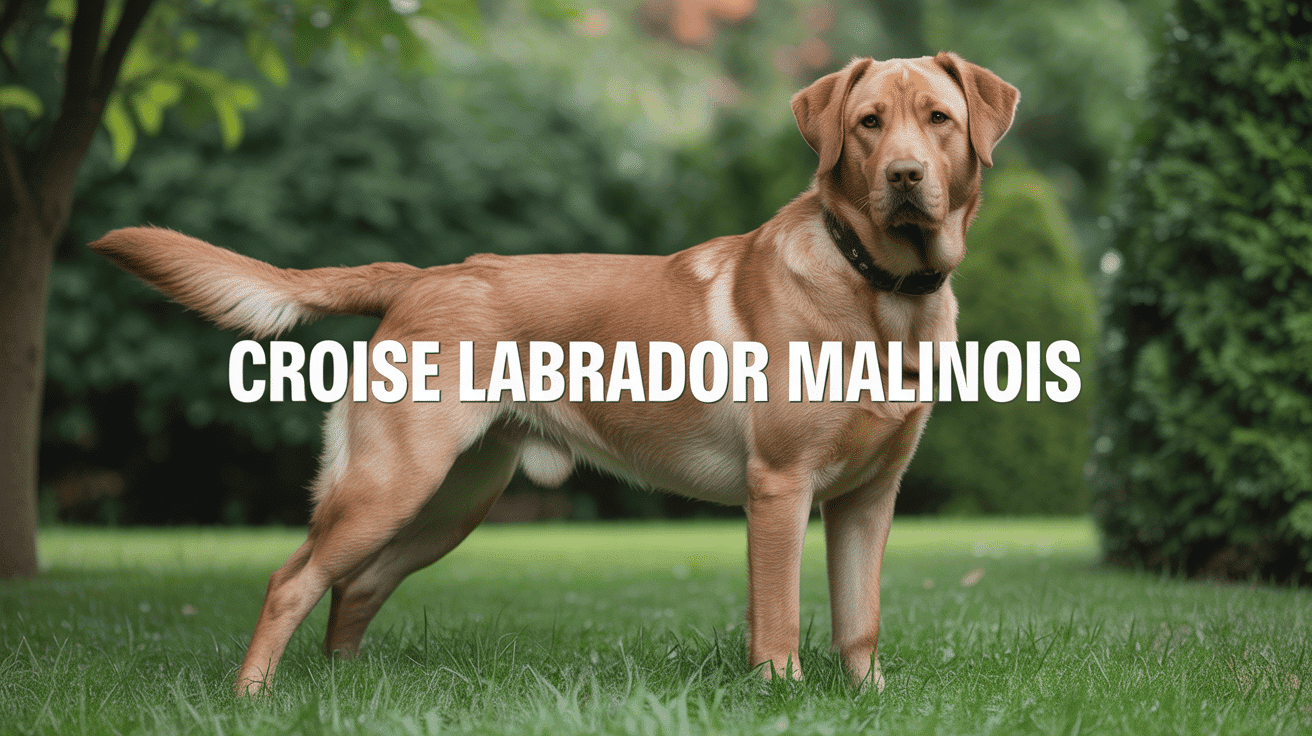 croisé labrador malinois jardin posture alerte
