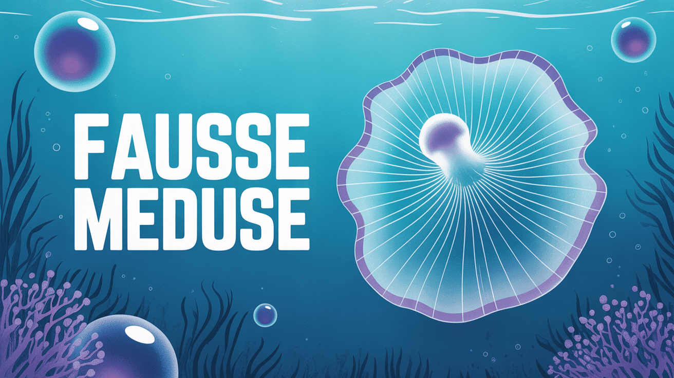 Image fausse meduse blanche violette dans l'eau