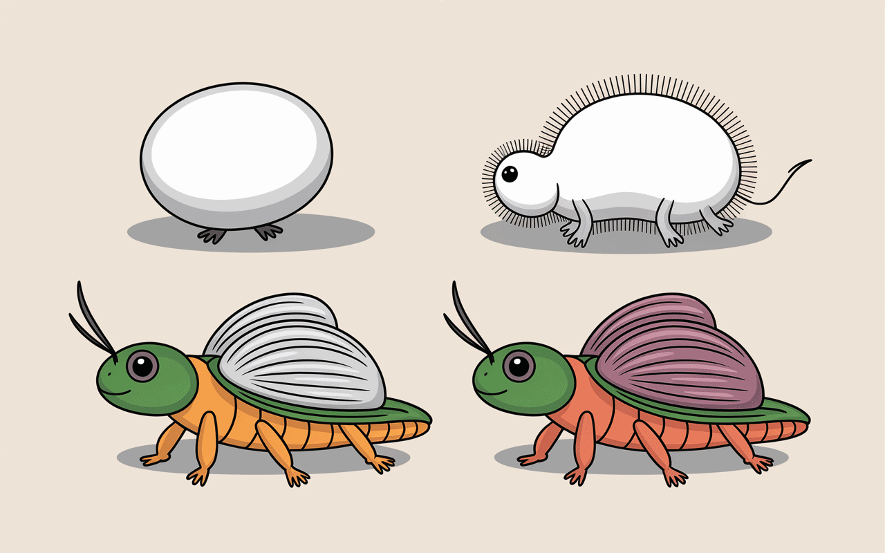 Schéma 4 étapes développement oeufs fourmis