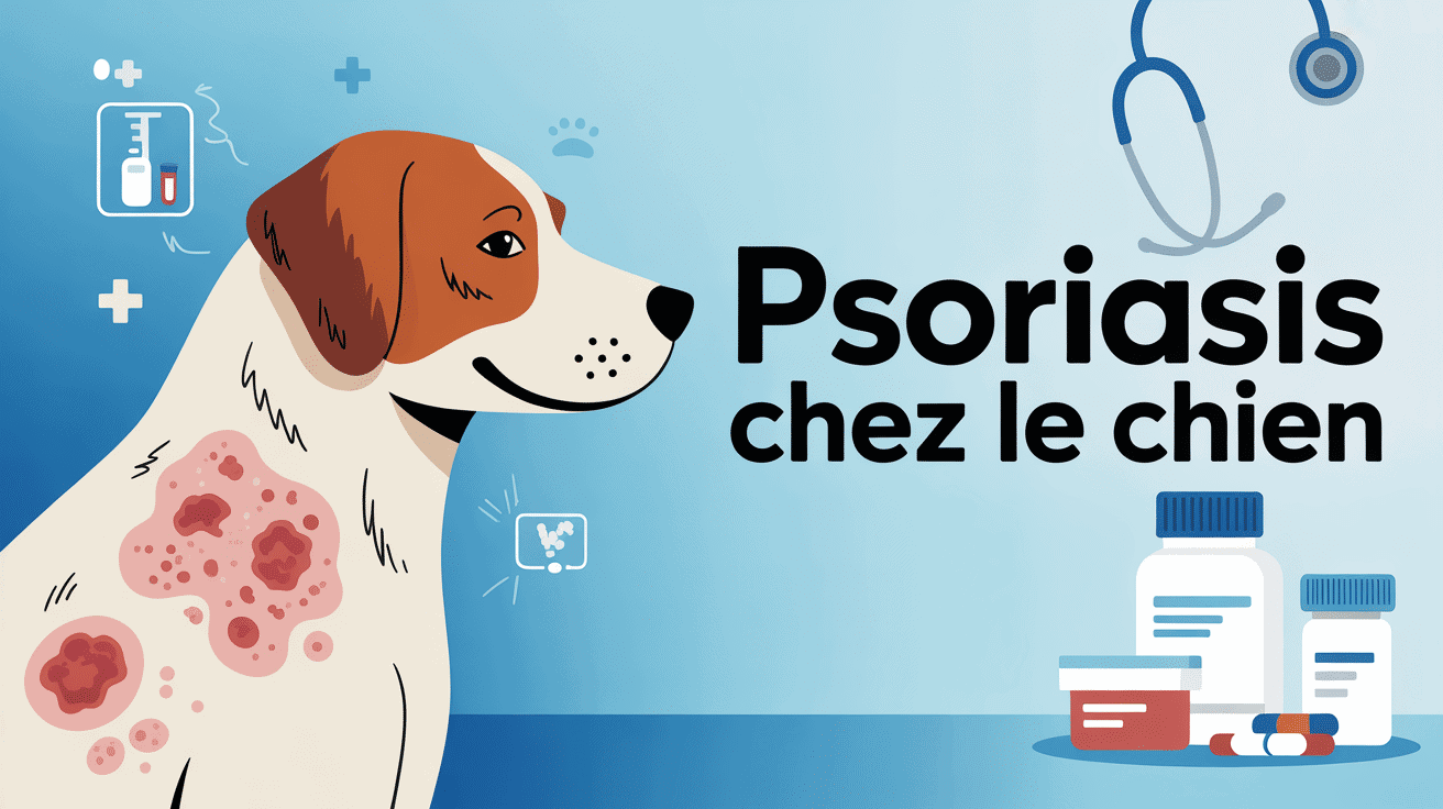 Illustration medicale psoriasis chien zones rouges