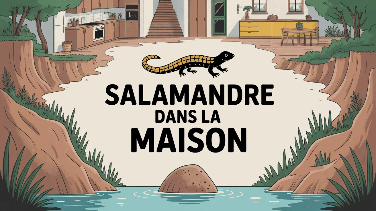 salamandre dans la maison illustration stylisée coupe habitation