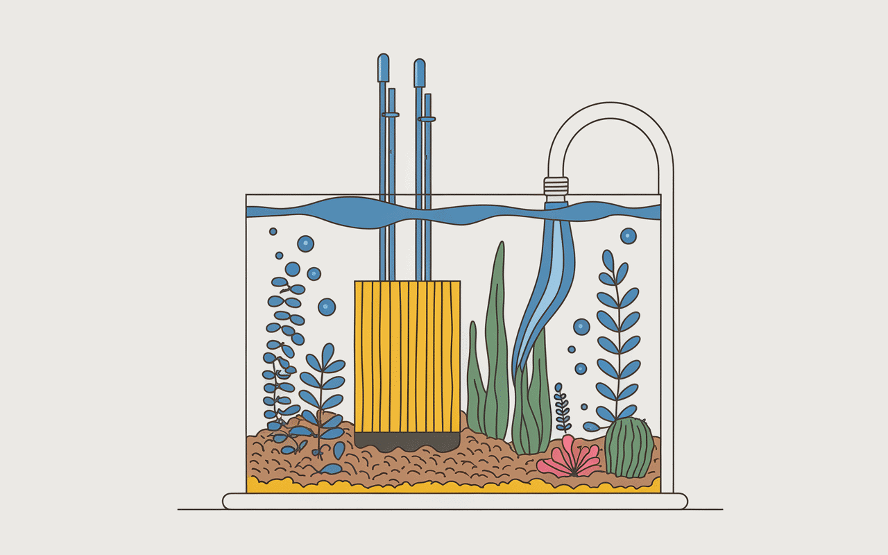 Schéma exhausteur aquarium mousse et circulation eau