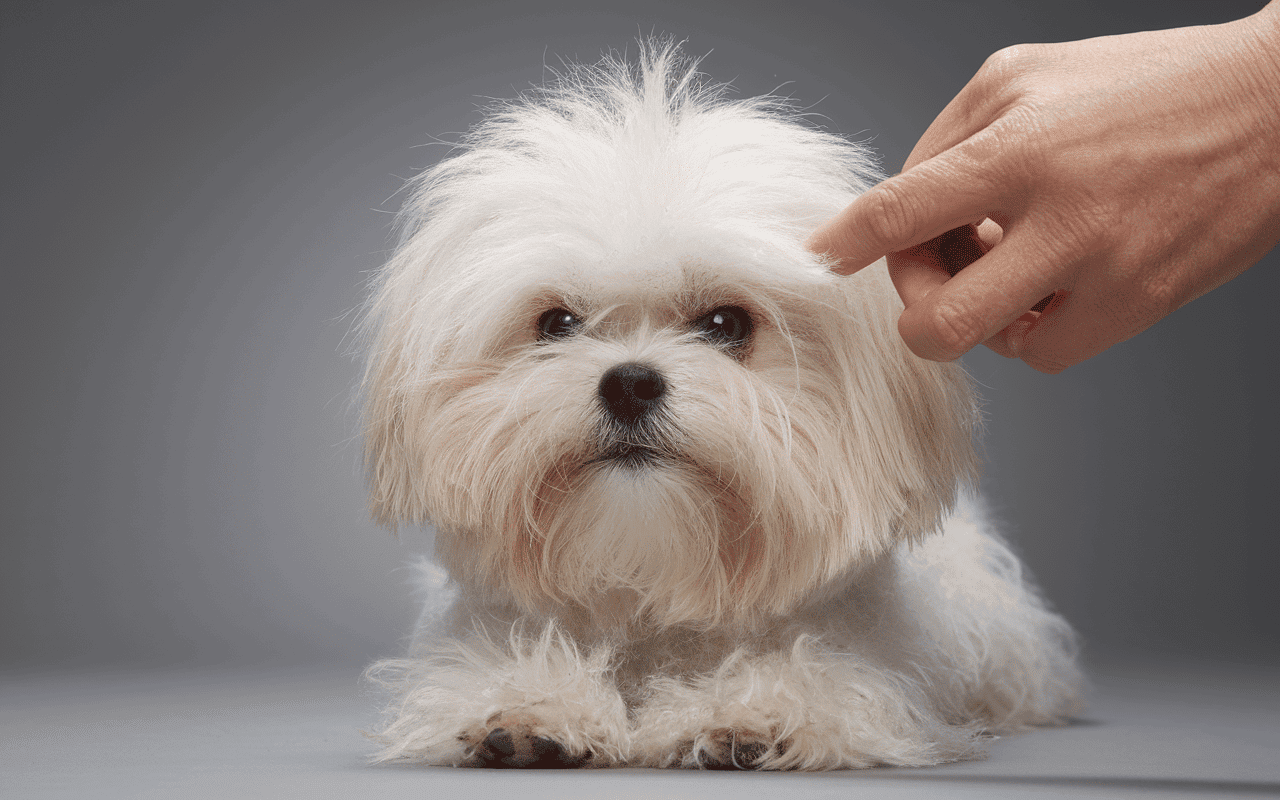toilettage coton de tuléar gros plan pelage nœuds