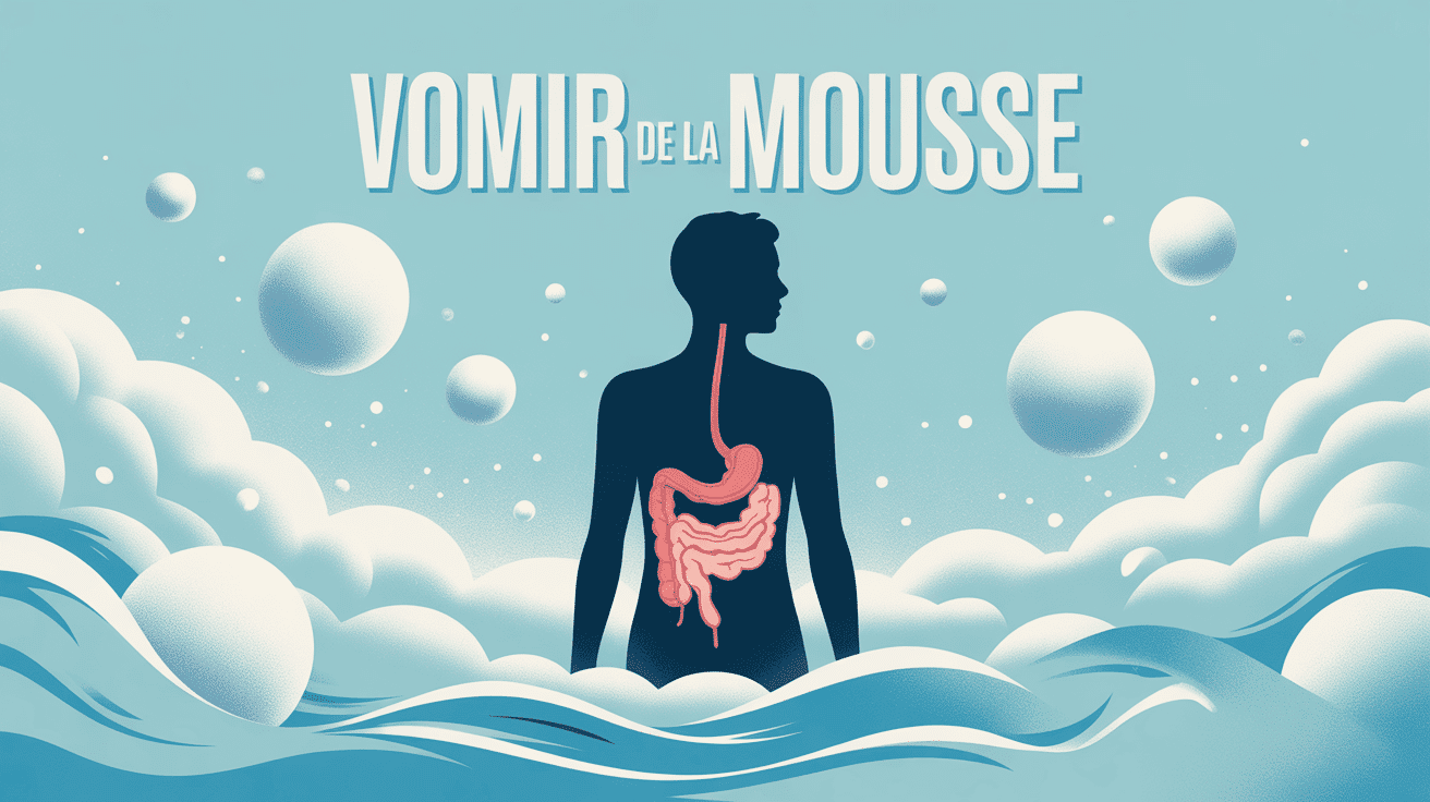 Image stylisée vomir de la mousse silhouette humaine et estomac