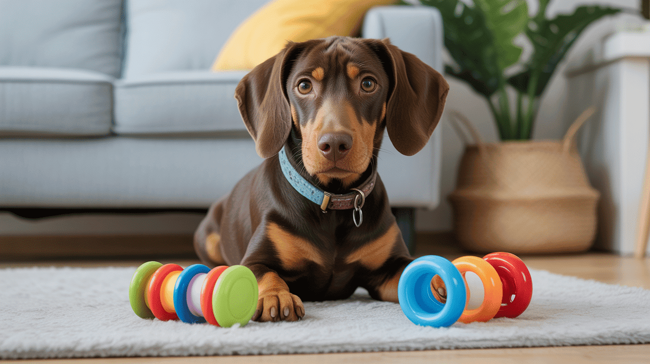 Teckel arlequin poil ras joueur et vif