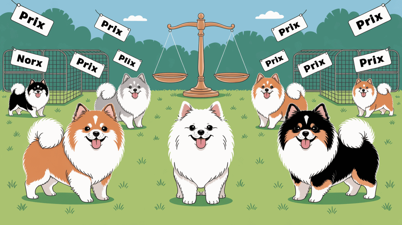 Prix spitz nain chiots differents enclos illustration