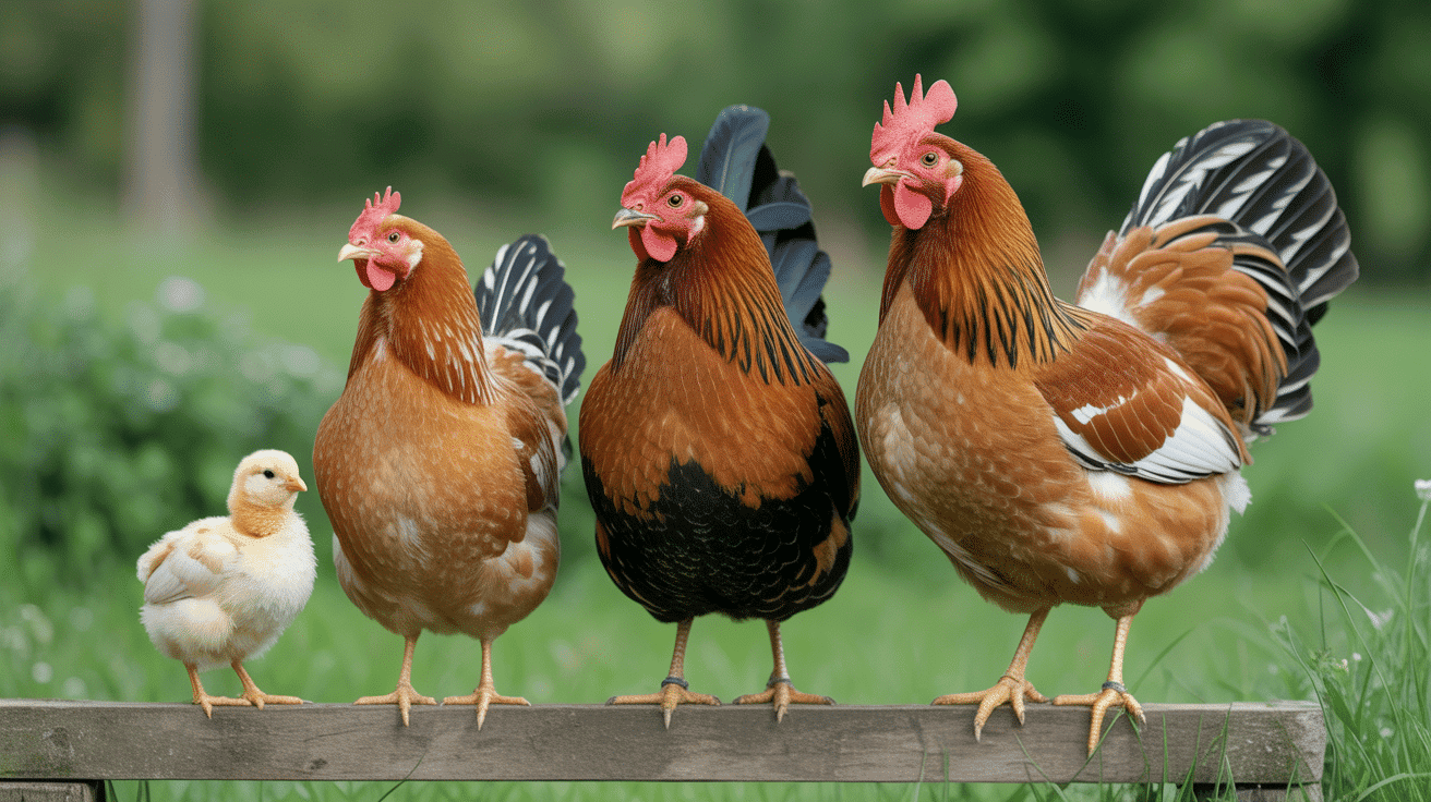 Étapes durée vie poule rousse poussin adulte âgée