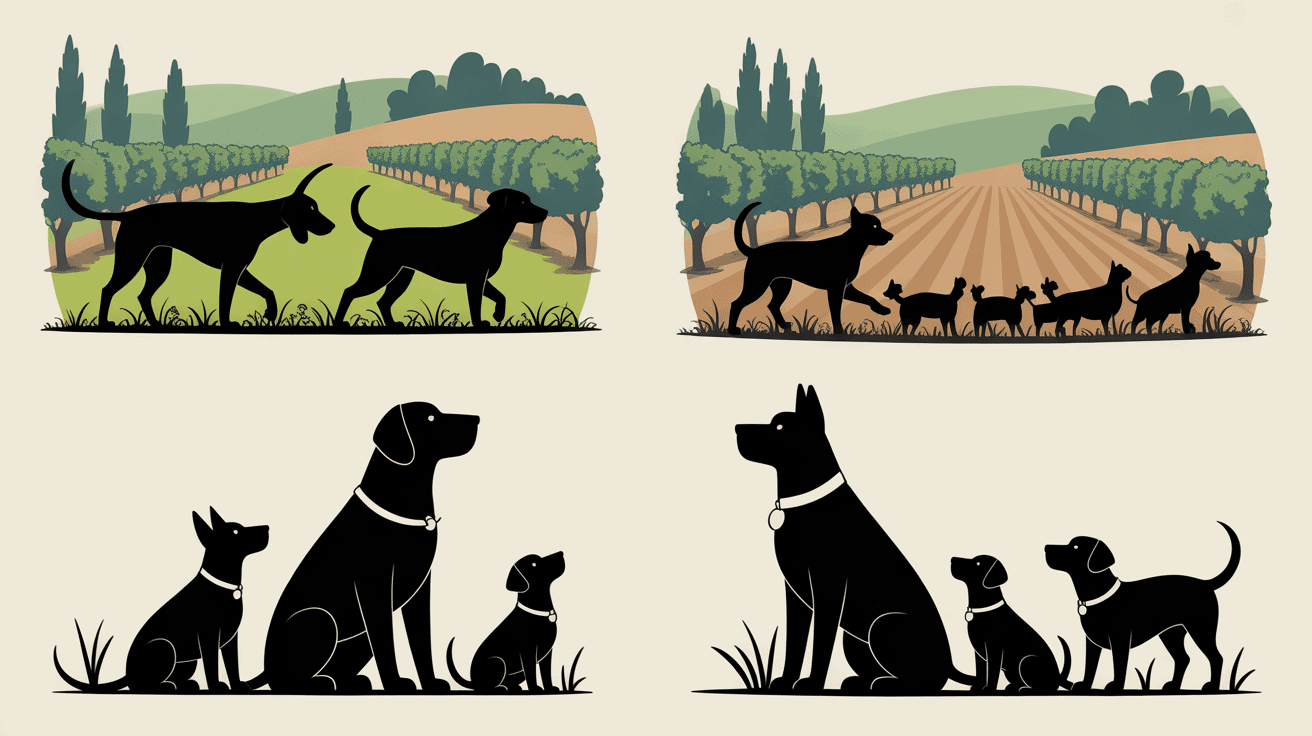 Illustration groupes races de chiens italiens campagne italienne