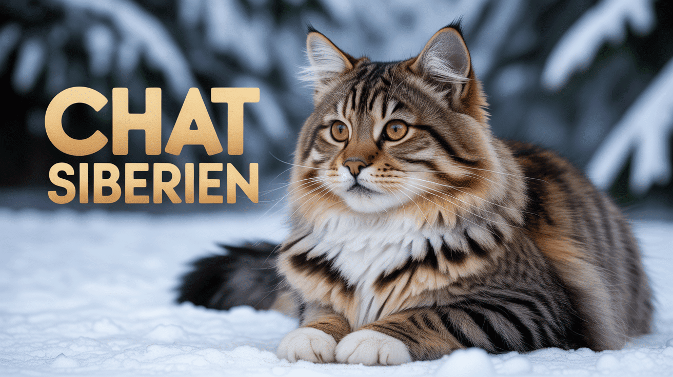 Le siberien tricolore assis foret enneigée