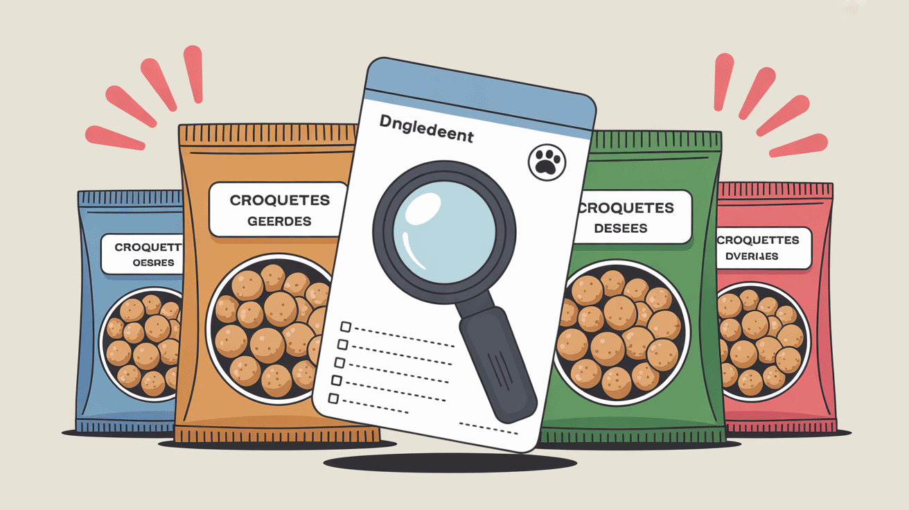 loupe sur étiquette marque croquette chat à éviter