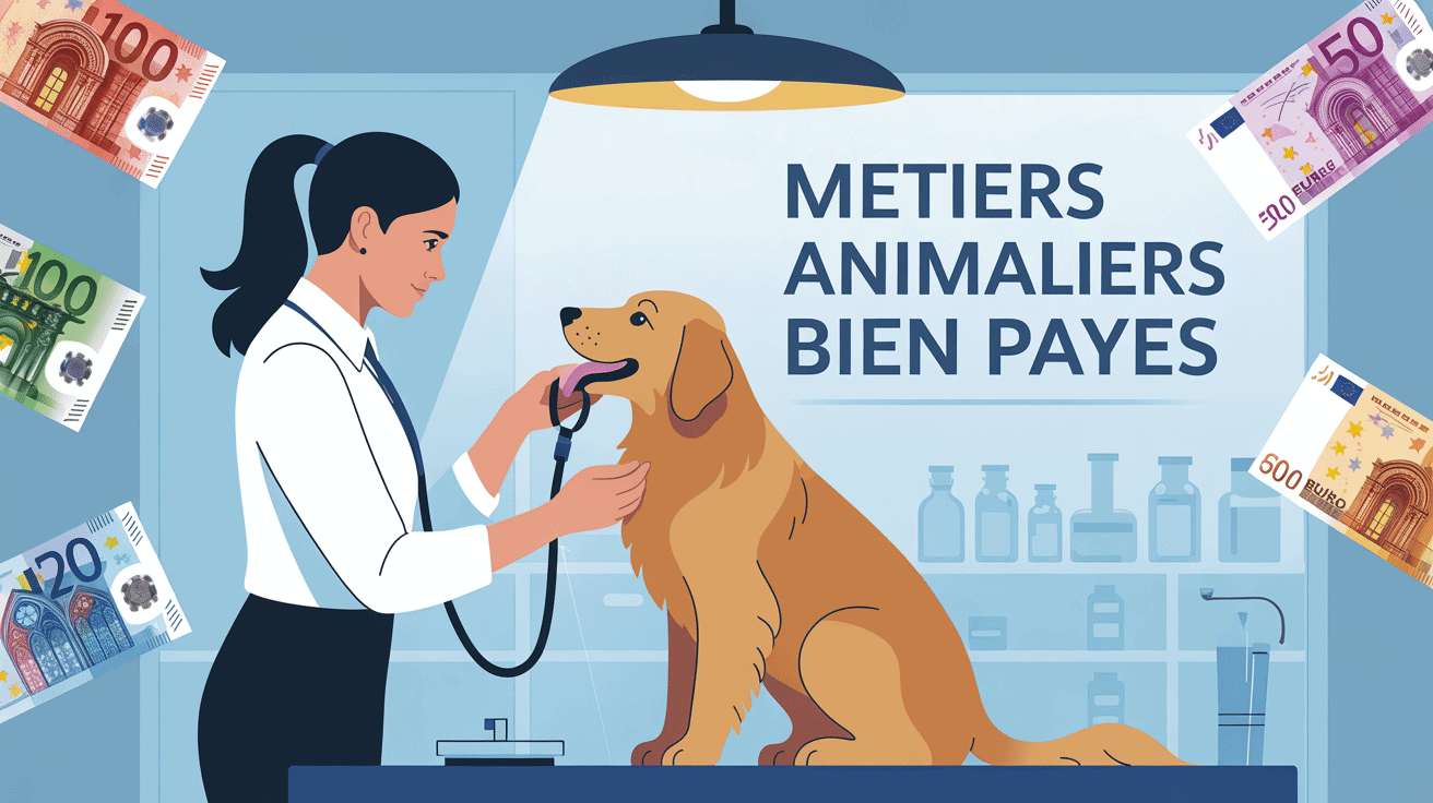 métier avec animaux bien payé illustration vétérinaire examinant chien