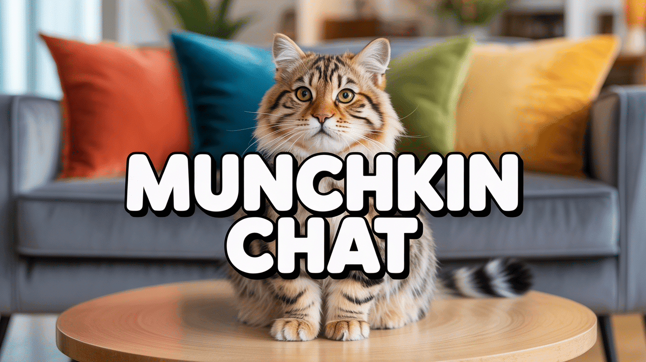 munchkin chat aux pattes courtes assis salon moderne