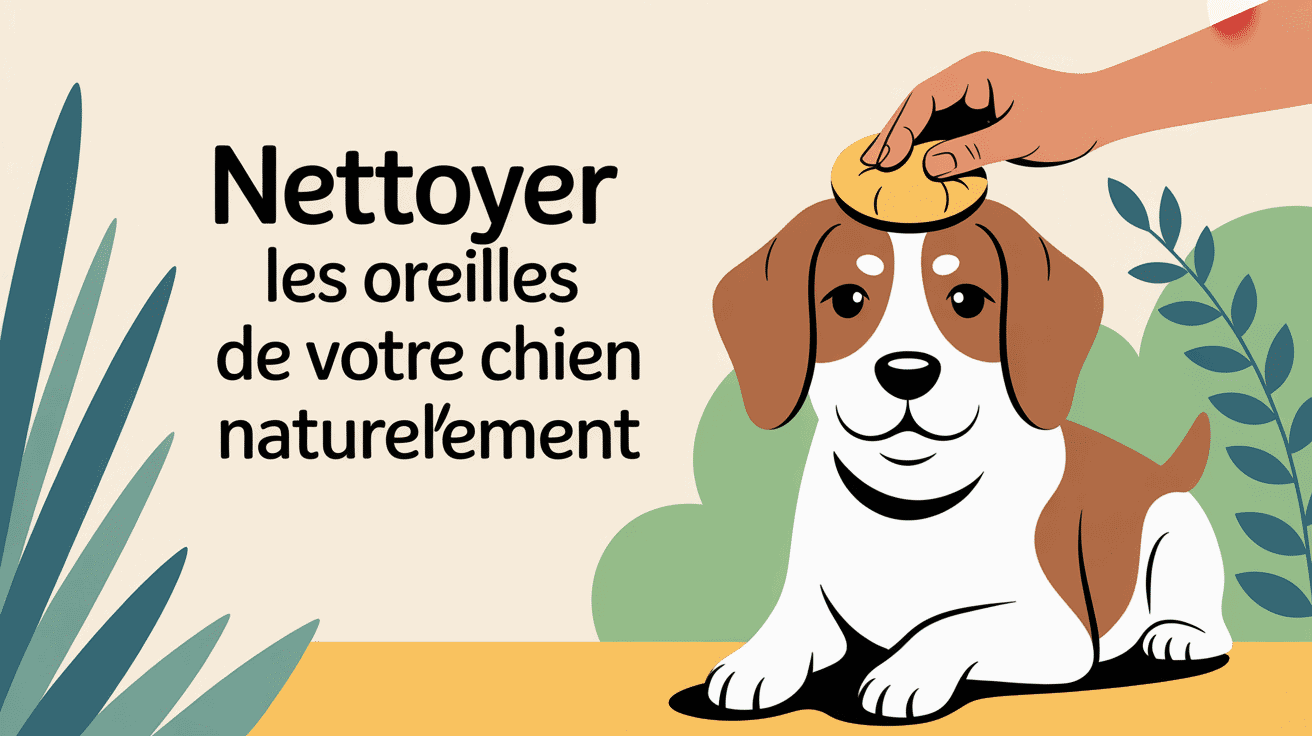 nettoyer les oreilles d'un chien naturellement illustration stylisée