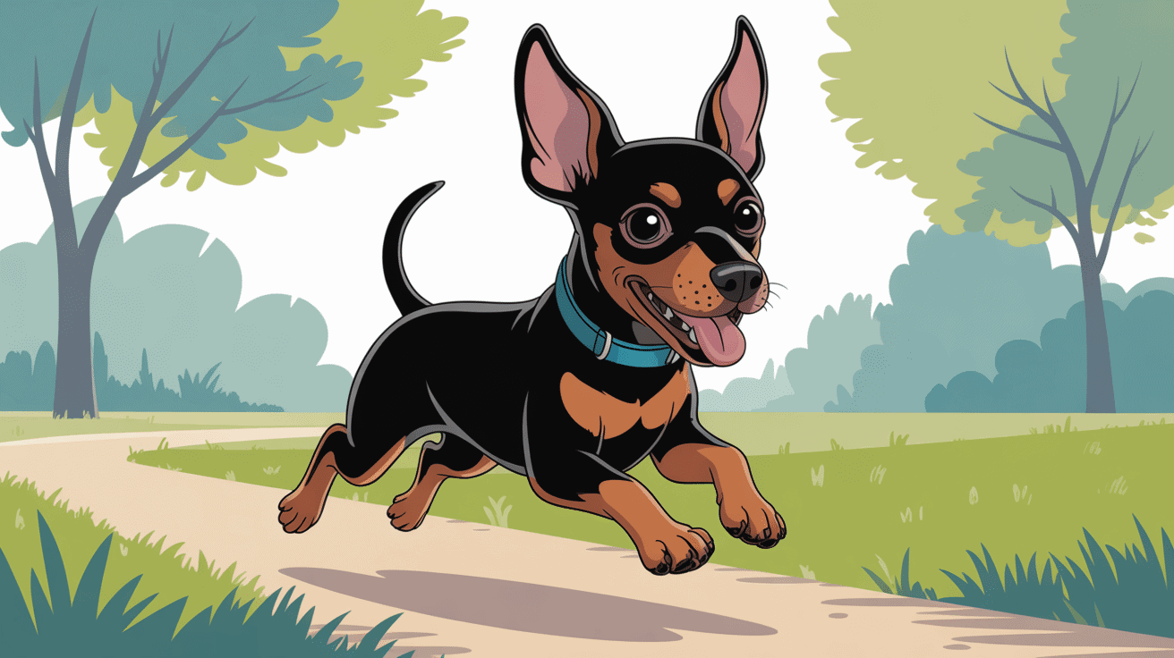 Pinscher nain caractère chien énergique en action