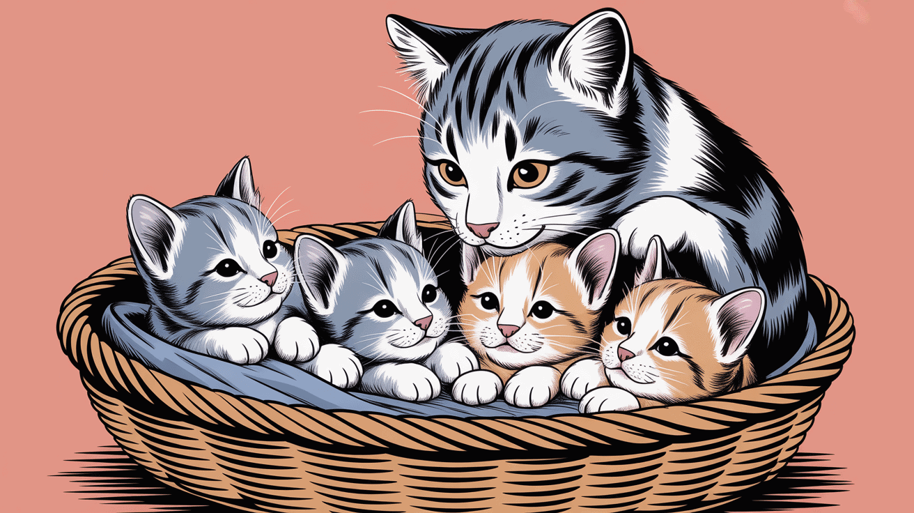 pourquoi mon chat me lèche chatte et chatons panier