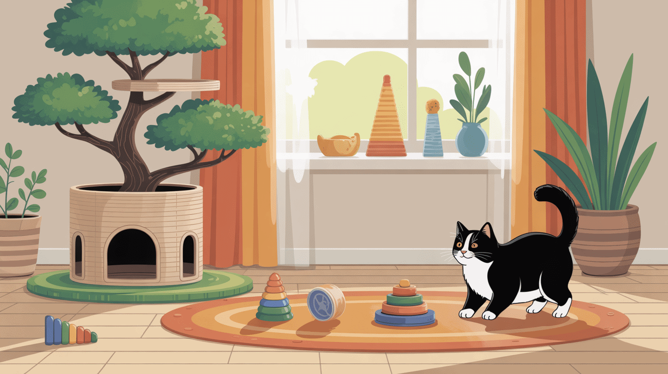 Race chat japonais bobtail joueur arbre à chat