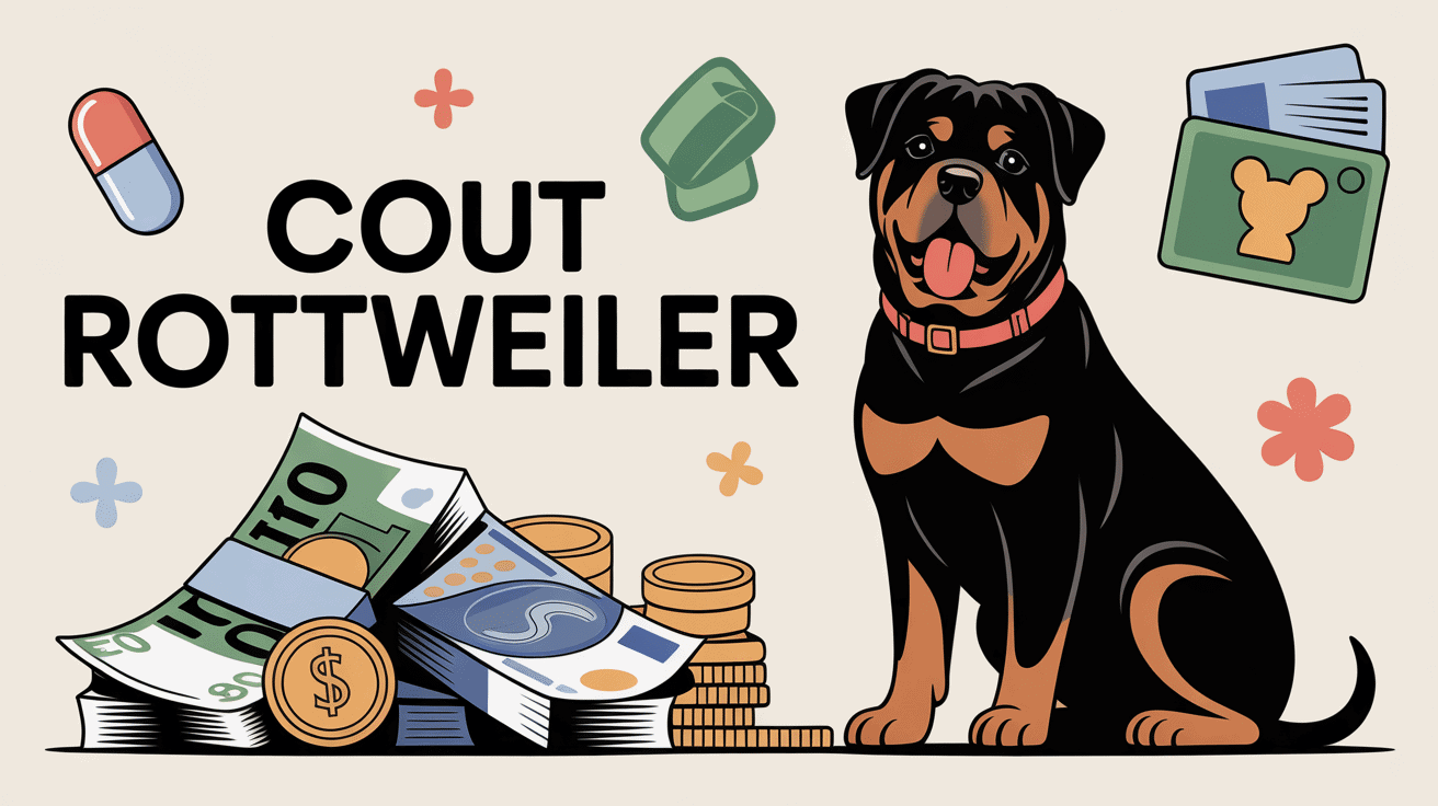 Illustration stylisée rottweiler prix avec billets euros