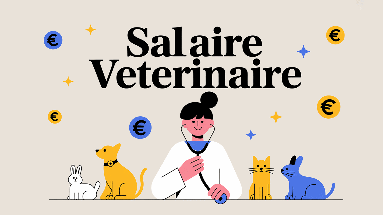 Salaire vétérinaire illustration avec animaux et euros
