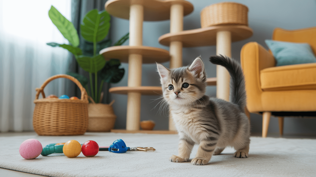 Somali chaton explore accessoires arbre à chat