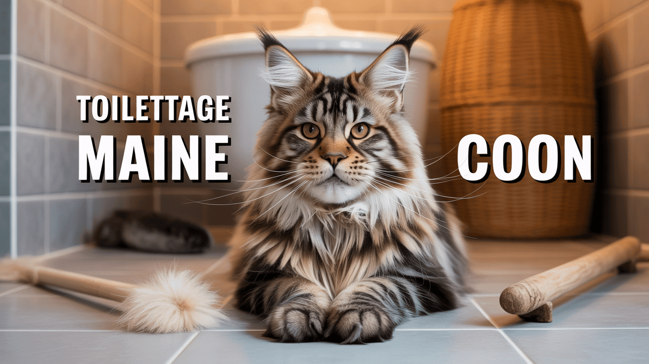 Toilettage Maine Coon avec brosse et peigne