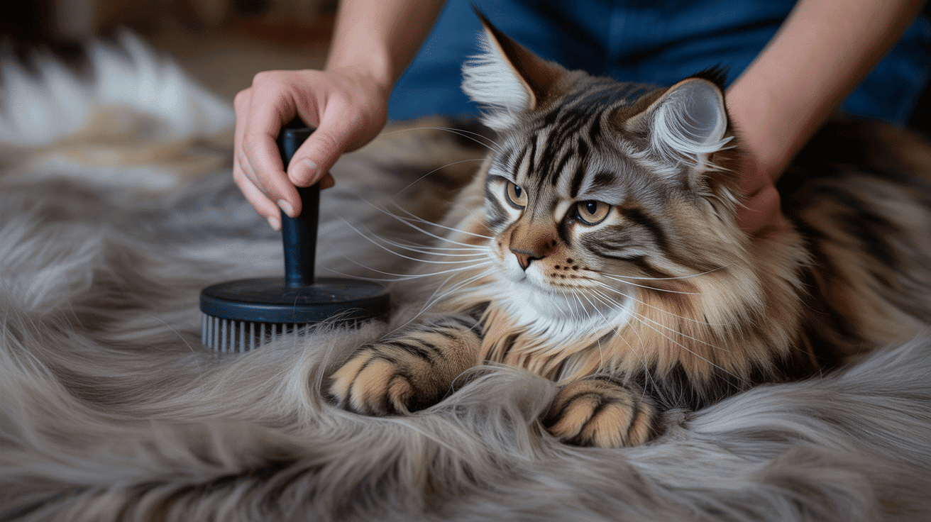 Toilettage Maine Coon pelage épais brosse