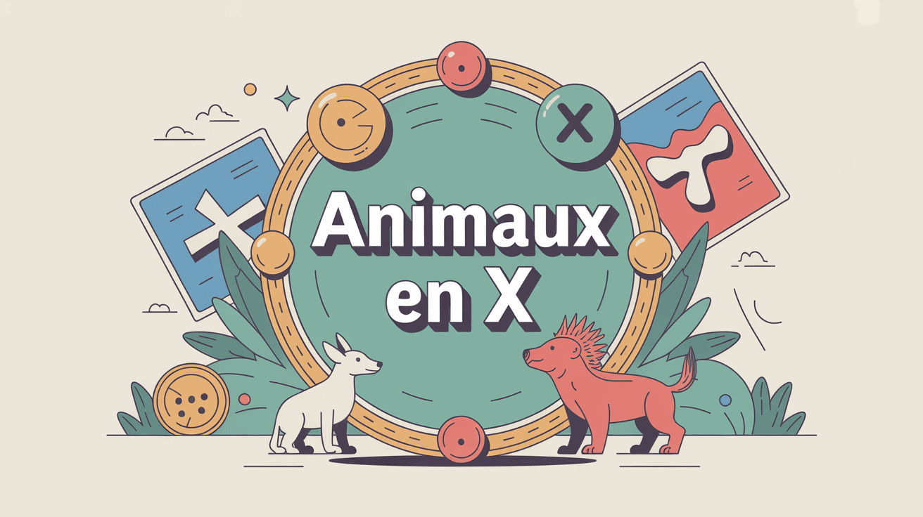Illustration animal en x avec xérus, xoloitzcuintle, xénops, xipho