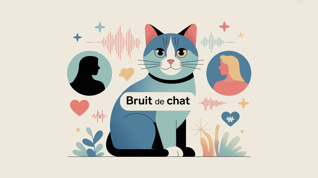 Illustration bruit de chat miaulement ronronnement sifflement