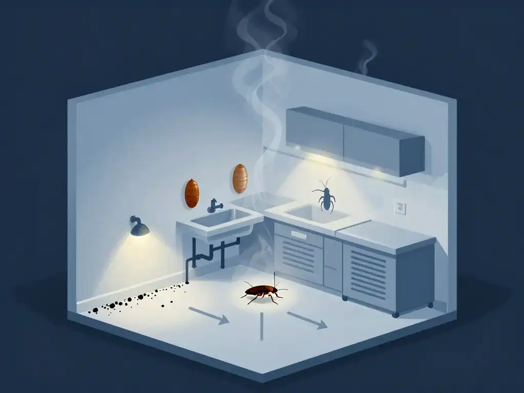 Indices cafard noir déjections mues cachettes