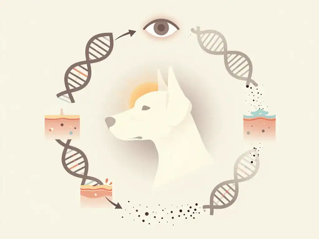 Schéma génétique doberman blanc et mélanine réduite