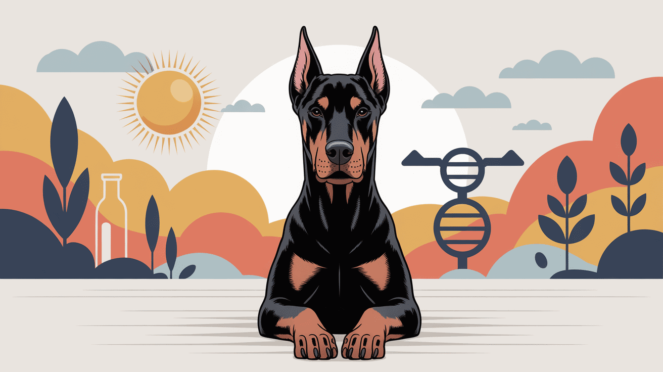 Illustration vectorielle doberman blanc, santé et éthique