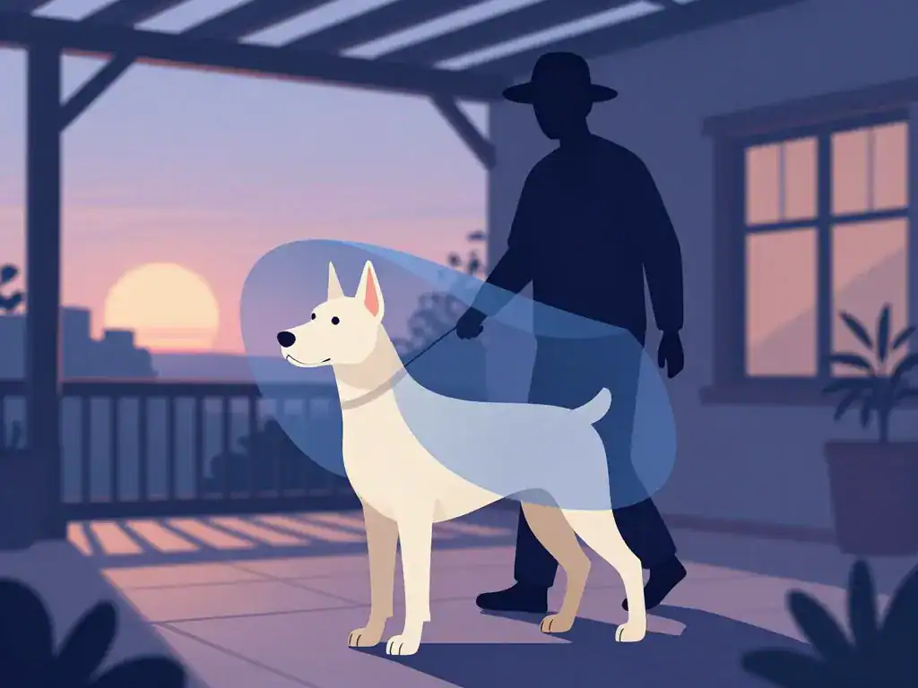 Illustration soins doberman blanc sensible à la lumière